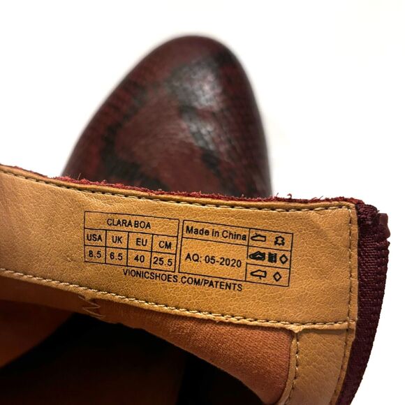 Vionic Women's Clara Boa Wine Snake Skin Leather Ankle Booties Boots US Size 8.5 - Picture 8 of 8